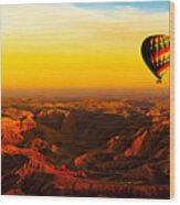 Hot Air Balloon Over Egyptian Valley Of The Kings Wood Print