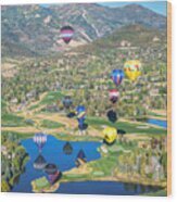 Hot Air Balloons Over Park City Wood Print
