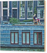 Amsterdam Houseboat 1 Wood Print