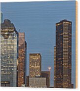 Houston Skyline Panorama Wood Print