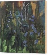 Hummingbird And Salvia Wood Print