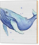 Humpback Whale Watercolor Wood Print
