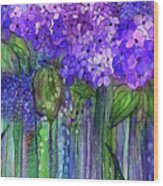 Hydrangea Bloomies 2 - Purple Wood Print