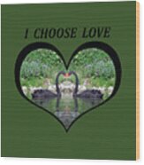 I Chose Love With Black Swans Forming A Heart Wood Print