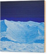 Ice Blue Mountains Fantasy Landscape Wood Print