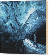 Ice Cave Exploration Wood Print