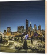 Ice Ribbon And Chicago Skyline Wood Print