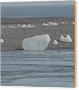 Iceland Iceberg On The Shore Of A Lagoon Wood Print