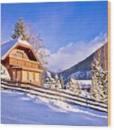 Idyllic Austrian Alps Mountain Village Wood Print