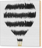 Ikat Stripe Hot Air Balloon- Art By Linda Woods Wood Print
