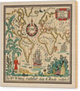 Illustrated Map Of The World, 1768 - Pictorial Map - Historic Map - Old Atlas Wood Print