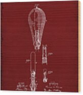 Incandescent Electric Lamp Patent Drawing 4d Wood Print