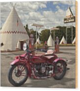 Indian 4 Motorcycle With Sidecar Wood Print