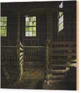 Inside The Hog Barn Wood Print