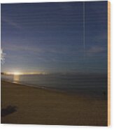 International Space Station Over Old Orchard Beach Maine Wood Print
