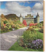 Inveraray Castle Garden In Autumn Wood Print