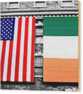 Irish American Flags Fusion Wood Print