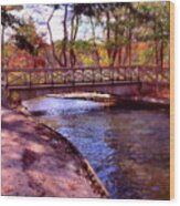 Island Bridge In Autumn Wood Print