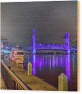 Jacksonville Night River View Wood Print