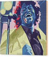 James Brown In Violet And Yellow Wood Print