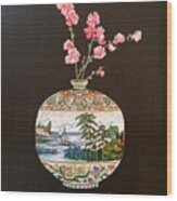 Japanese Satsuma Vase Wood Print