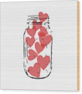 Jar Of Hearts- Art By Linda Woods Wood Print