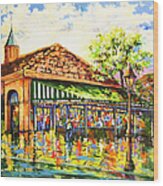 Jazz At Cafe Du Monde Wood Print