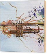 Jazz Trumpet Wood Print