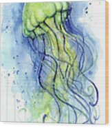 Jellyfish Watercolor Wood Print