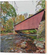 Jericho Covered Bridge In Maryland During Autumn Wood Print