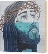 Jesus Walks On The Water Wood Print