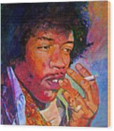 Jimi Hendrix Dreaming Wood Print