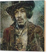 Jimi Hendrix Steampunk Style Wood Print