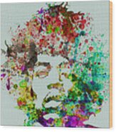 Jimmy Hendrix Watercolor Wood Print