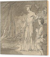 John The Baptist And Two Men, With Christ Wood Print