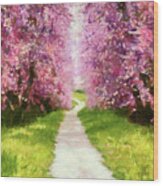 Joyful Spring Walk Impressionism Wood Print