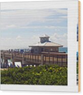 Juno Beach Pier Florida Seascape Collage 8 Wood Print
