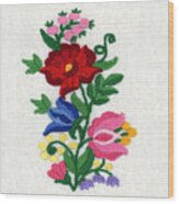 Kalocsa Flowers Embroidery Wood Print