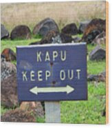 Kapu Keep Out Sign Wood Print