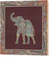 Kashmir Patterned Elephant 3 - Boho Tribal Home Decor Wood Print