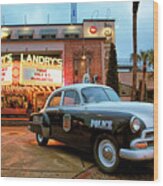 Kemah Police Car At The Kemah Boardwalk - Texas Wood Print