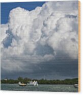 Key West Clouds Rolling In Wood Print