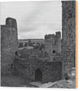 Kidwelly Castle Black And White Wood Print