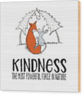 Kindness Fox And Bunny Wood Print