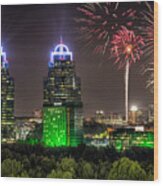 King And Queen Buildings Fireworks Wood Print