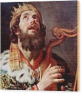 King David Playing Harp Wood Print
