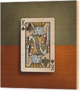 King Of Clubs In Wood Wood Print
