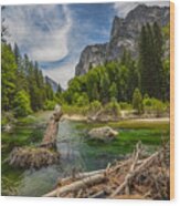 Kings River And The Grand Sentinel Wood Print
