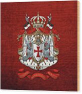Knights Templar - Coat Of Arms Over Red Velvet Wood Print