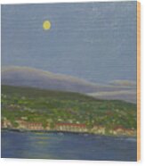 Kona Town Moon Wood Print